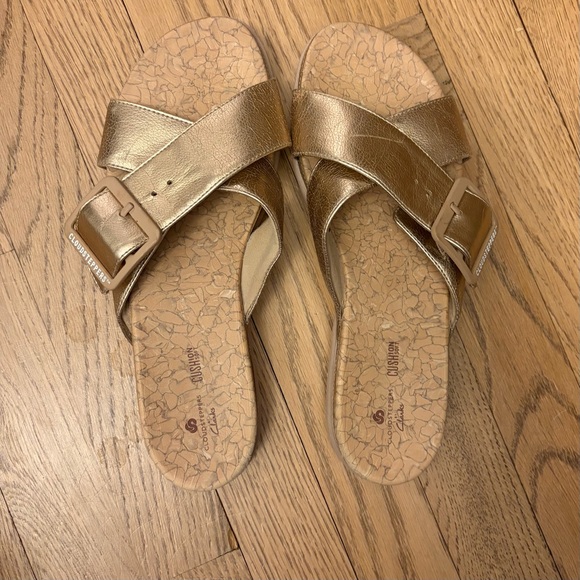 Cloudsteppers by Clarks Shoes - Clarks Cloudsteppers June Shell Sandals Rose Gold Metallic